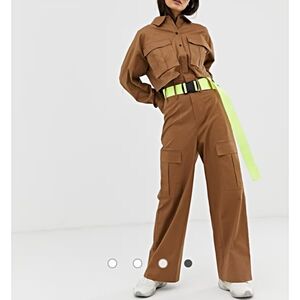 Collusion high waist pants and utility shirt with belt